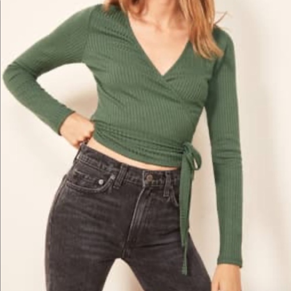 Reformation green wrap top